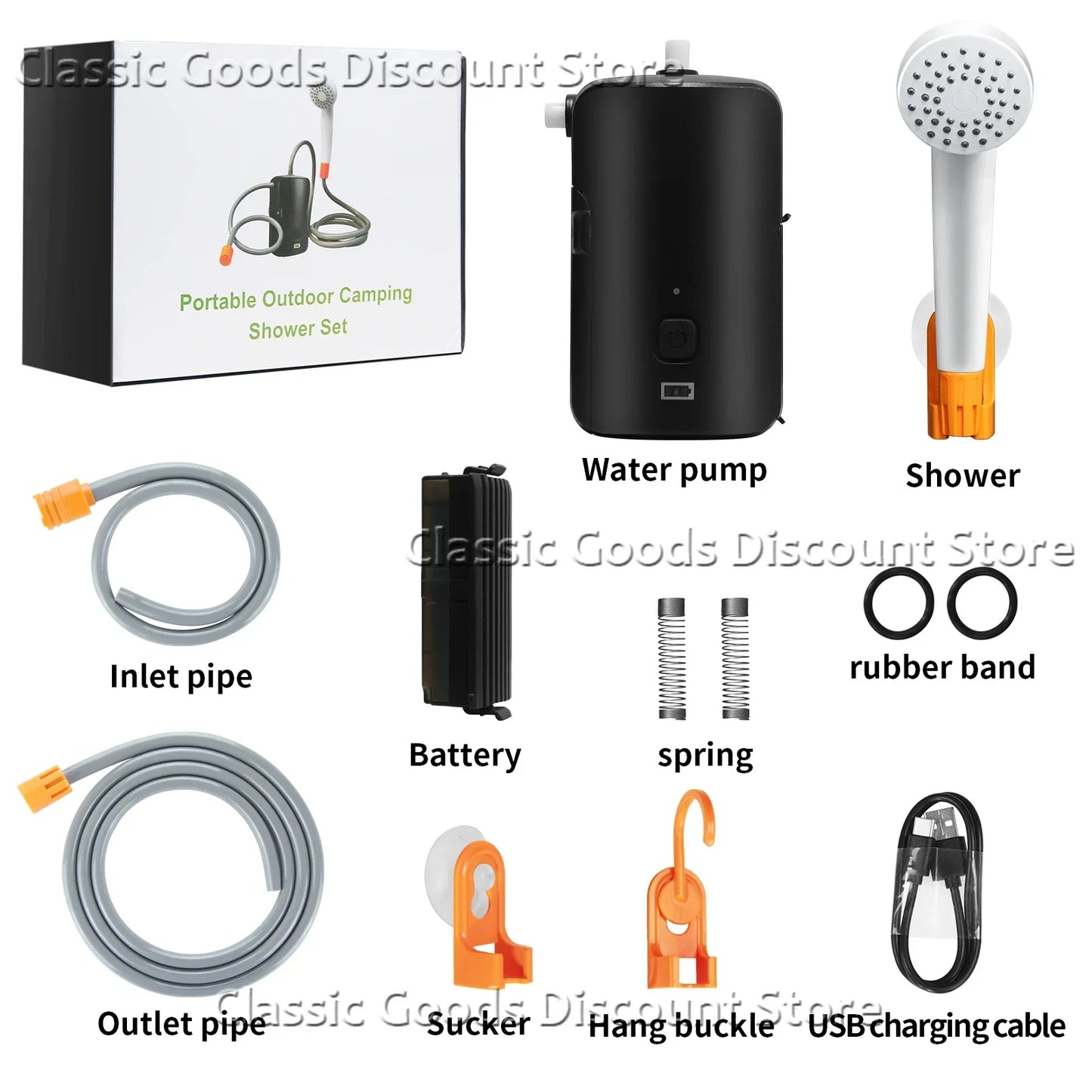 Tragbare Campingdusche mit Batteriebetrieb