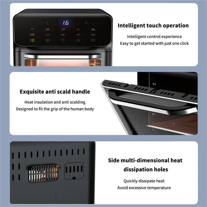 Elektrische Heißluftfritteusen mit großem Fassungsvermögen, 12 l