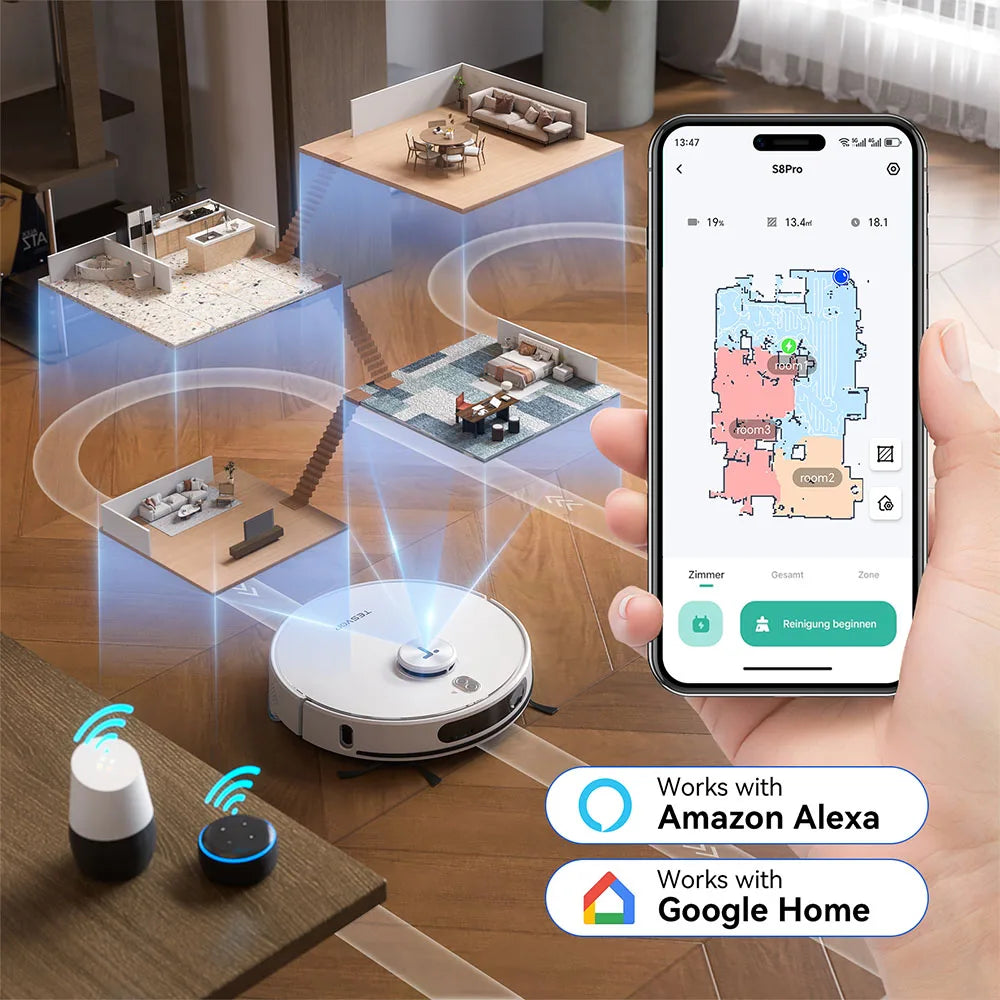 Robotický vysavač Tesvor S8 Max, 3v1 vysavač/zametání/mop