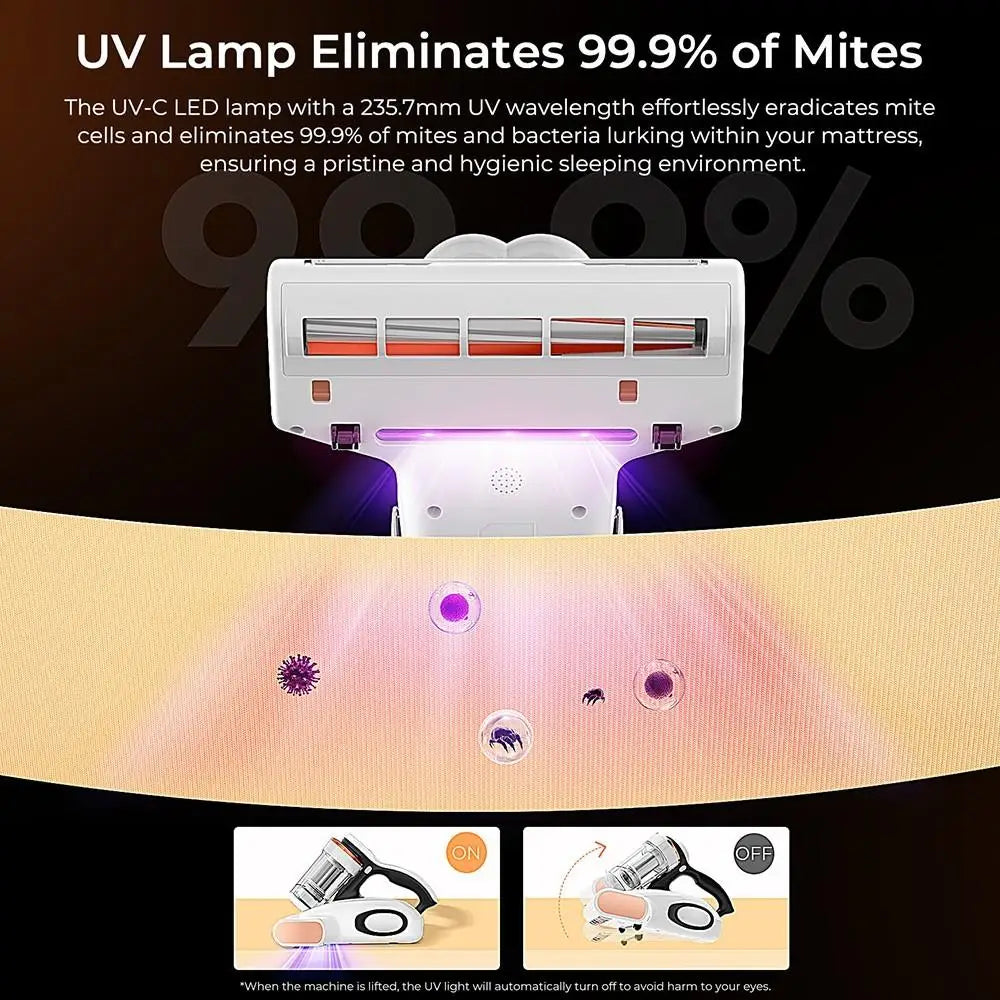 JIGOO J300 Dual-Cup Smart Mite Cleaner Bed Vacuum Cleaner