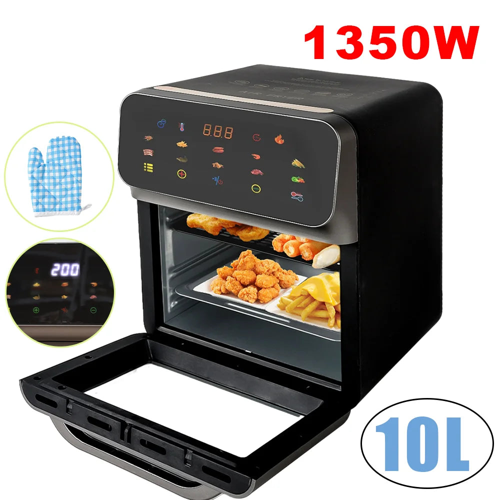 2400 W 9 l/1700 W 12 l/1350 W 10 l Heißluftfritteuse Multifunktions-Luftfritteuse Automatische Programme mit LED-Touchscreen Zeitschaltuhr