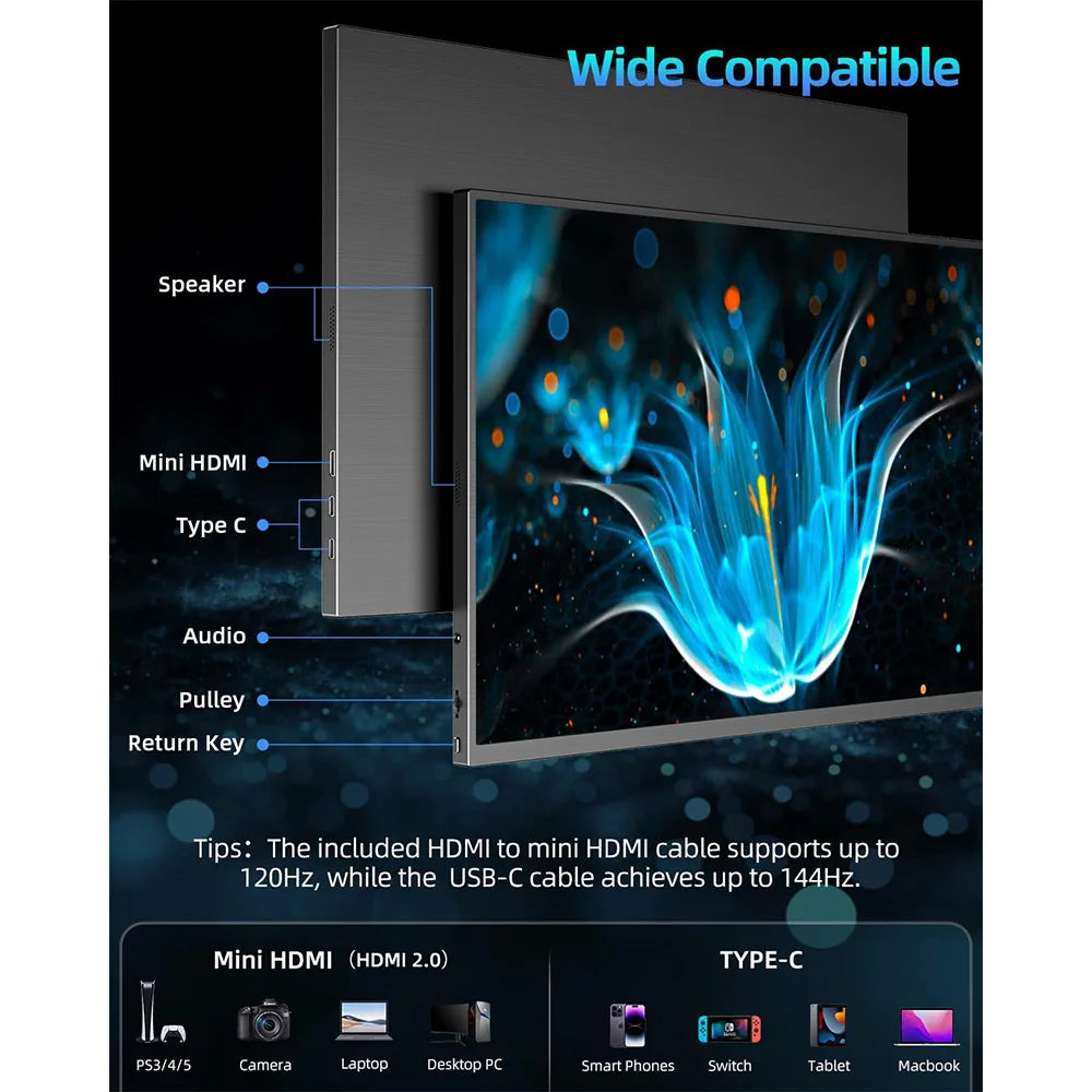 UPERFECT K118 18'' Portable Gaming Monitor 144Hz 2K