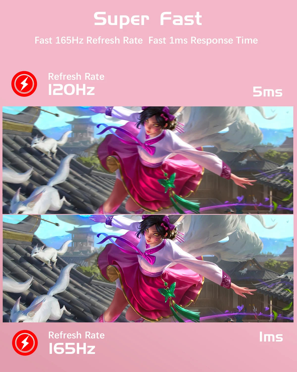 FYHXele 27 Zoll Curved Pink Monitor QHD 165 Hz