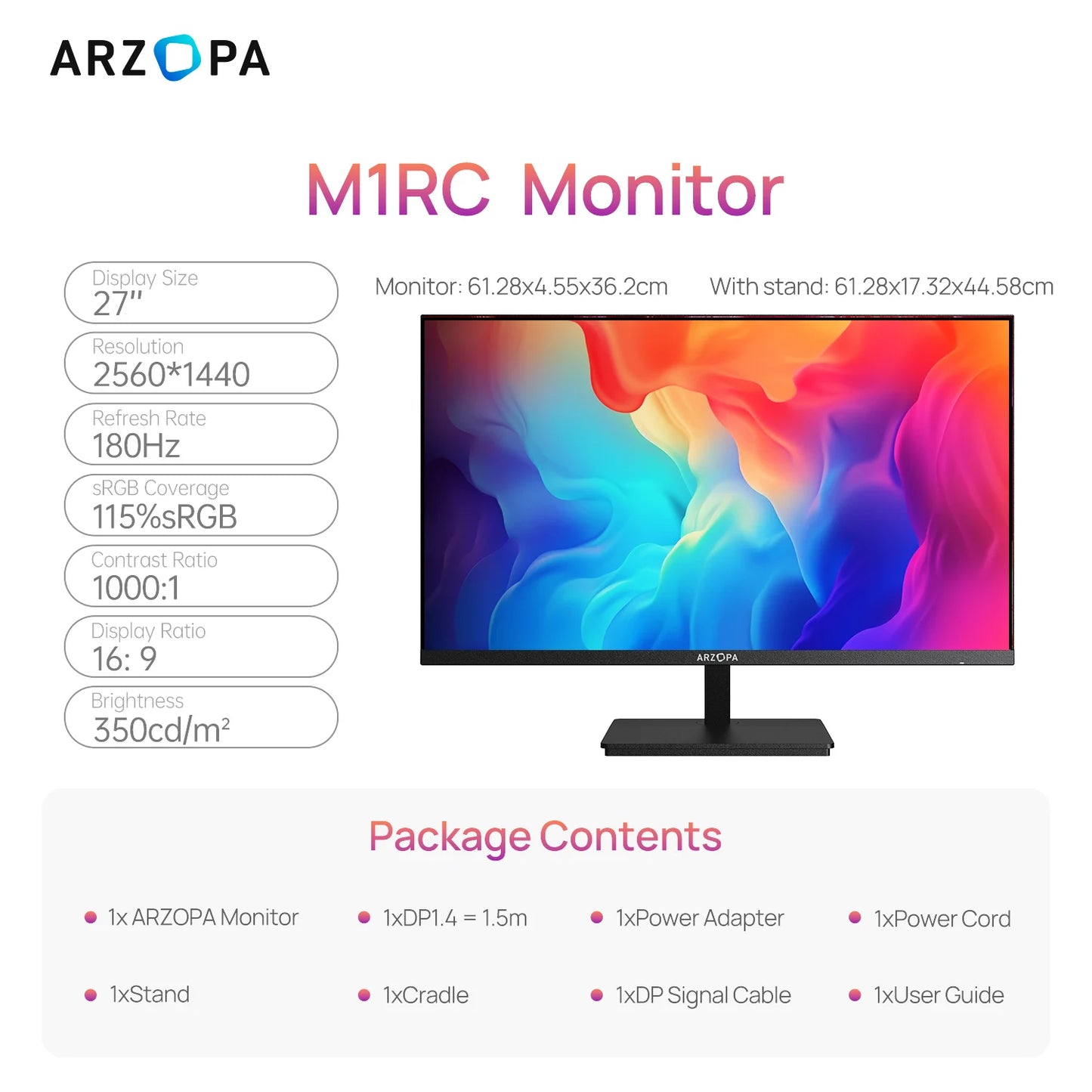 ARZOPA 27 Zoll 180Hz QHD 2560x1440