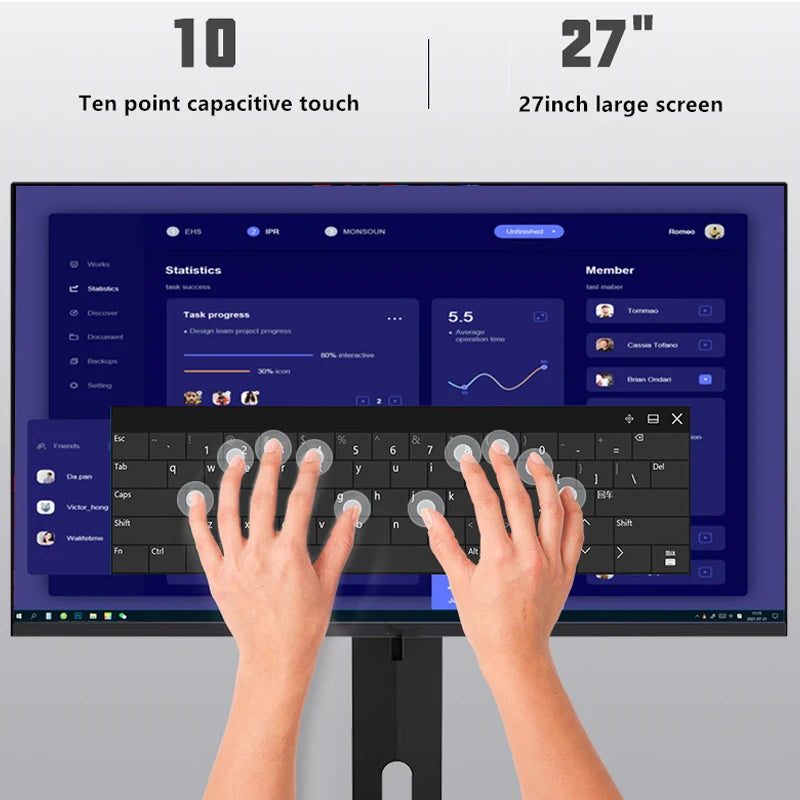 FYHXele 27 Zoll FHD 60 Hz Touchscreen-Monitor